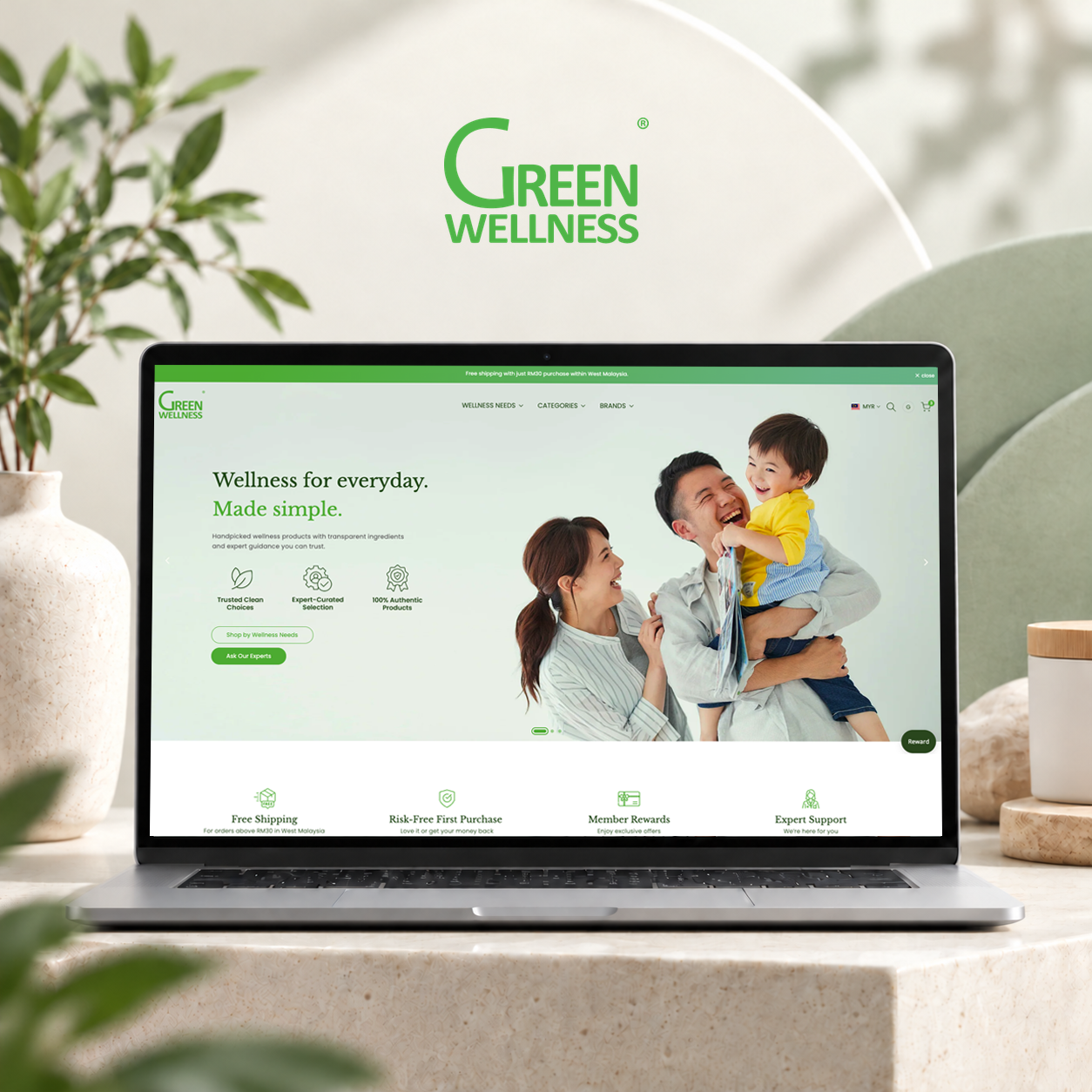 Green Wellness Shopify storefront designed and migrated by ShopJedi